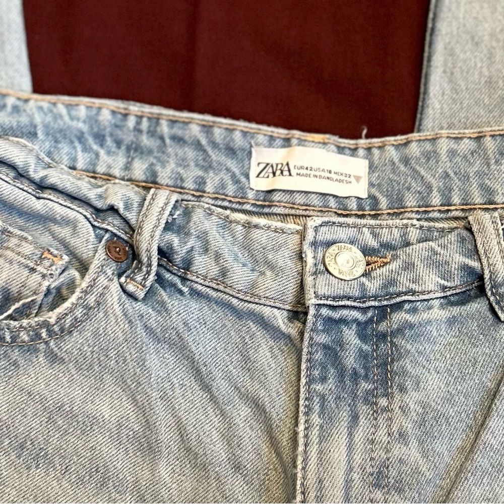 Zara Light Wash High-Rise Ripped Jeans - Picture 5 of 5